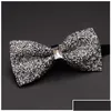 Bow Ties Bow Ties Fashion Designer Mens Diamond Wedding Party Formell kostym Double Fabric Bowtie Business Nathtie Butterfly Knot1 Drop D DHBD2