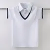 Barn Pure Cotton Polo Shirt Summer Fashion Barn School Uniform Tshirt For Teenager Boys 415 Years Tops 240515