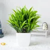 Декоративные цветы зеленый пластиковый искусственный бонсайский растение белый горшок реалистичный фальшивый эвкалипт небольшой горшечный домашний офис