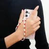 Trendige Perlenphone -Ketten für Frauen Kirsch Perlen Handy -Gurte Telefon Lanyard Phonecase Charms Schlüsselbeutelzubehör