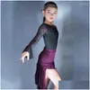 Stage Wear Purple Latin Dance Skirt For Girls Latina Practice Fal Costume Ballroom Salsa Clothes Jl1678 Drop Delivery Apparel Dhzgp