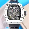 Multifunctionele horloges Mechanische horloges Luxe milles Bekijk multifunctionele automatische witte koolstof tlae rmrm