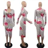 Projektantka 24SS Europejska i amerykańska swobodna moda Seksowna, mocna, dopasowana temperament Drukowana cyfrowa rozłam Letna sukienka z długim rękawem