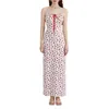 Casual Dresses Women S Floral Print Long Cami Dress Sleeveless Spaghetti Strap Front Ribbon Tie-Up Slim