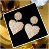 Charm europeiska och amerikanska kändisar Luxury Diamond Love Earrings Personlighet Fashion OL Design Sense Peach Heart Simple Exaggerat Dhavo