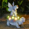 Turtle Garden Decor Solar Turtle Statues Outdoor with Fairy Angel Lights Lawn Tortoise for Patio, Balcony, Yard, Decorations with LED Lights Ornament Housewarming