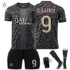 フットボールジャージー2324パリ2アウェイブラック7 Mbappe No. 19 Li Gangren Children's Adult Football Jersey Set