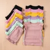 Roupas conjuntos de 6 colorido garotas shorts sólidos roupas de mangas de mosca tops bufles shorts cenas conjuntos de roupas infantis para crianças roupas de verão 0-6y