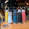 Fashion 304 stainless steel insulated tumbler large capacity iced coffee cup portable 550ml 650ml car water bottle with handle straw modern simple 17 5sy