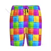 Men's Sleepwear Short Sleep Pants Colorful Square Pattern Mens Pajamas