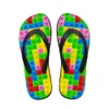 spersonalizowane kapcie Flats Women Slipper House 3D Tetris Print Sandały na plażę Summer