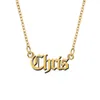Chris Old English Name Collace inossidabile acciaio inossidabile 18k oro placcato per donne gioielli Nome targhetta ciondolo femminile madri regalo