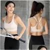 Bras European And American Plus Size Ladies Sexy Yoga Bra Top Fitness Nylon Comfortable Solid Color Running Gym Workout Sports Un Dr Dhcfy