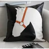 DAVINRICH Designer Horse Head Patched Pillow Cover Man Cave Decoration Throw Cushion Case Motif Pillowcase For Couch Sofa Square 240508