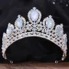 Luxury Princess Crown Women 8 Colors Opal Crystal Bridal Wedding Tiaras Crown pannband Hårtillbehör