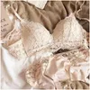 Bras sets coletando sutiã de copo de triângulo sem aço anel de aço meninas mulheres roupas íntimas brassiere de fino sob espesso peito pequeno dro dh2uk