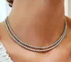 Tennis New Luxury 4mm 5mm Hip Hop Gold Silver Gothic Tennis Necklace Mens Long Chain Womens Jewelry Wholesale d240514
