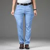 Pantalon masculin Style Classic Mens Summer Blue Blue mince Jean Straitement Business Casual Stretch Denim Pantal