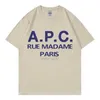 Magliette maschile maschile magliette 2023 Summer Fashion Men/Women T-shirt Oversaze APC Stampa hip hop abiti a maniche corte a maniche corte abiti da streetwear coreano top teemipa