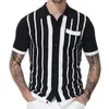 Mens luxe gebreide korte mouw poloshirt casual revers button-down mode patchwork knitwear zomer kleding 240515