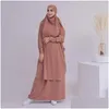 Ethnic Clothing Jilbab Sets Muslim Women Prayer Outfit Islamic Extral Long Khimar With Skirt Dubai Turkish Burqa Kaftan 2 Piece Drop Dhdki