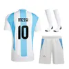 Messis Argentina Football Zestaw dla dzieci Messis Soccer Jerseys 2024 2025 Baby Football Shirts Kids Football Zestawy 24 25