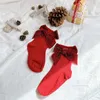 Dziecięcy skarpetki Dzieci małe dziewczynka skarpetki świąteczne świąteczne i błyszczące cekiny z muszką koronkowe nogi księżniczki ciepłe soks
