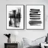 Abstract Brush Strokes Black and White Ink Canvas Printing Paintings Posters Wall Art Pictures for Living Room Home Decoration