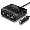 Ładowarka TR12 CAR PARCERITHTER LOGHTER Multi Gniazda Potrójne rozdzielacz z napięciem przełączającym Wyświetlacz 4USB Adapter ładowarki 100 W