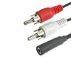 3,5 mm fêmea a 2 Male RCA Cable Splitter Conversor Adaptador AUX Extensão de áudio Cabo Y para laptop MP3/MP4 Linha de conversão