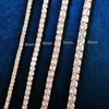 Tennis 4mm Spring Buckle Tennis Chain with Gold Rows of Zircon Necklace Suitable for Men Women Hip Hop Jewelry d240514