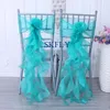 CH098W Décoration de fête de mariage sur mesure Nice Christmas Turquoise Green Organza Curly Willow Frilly Chair Sash 240513