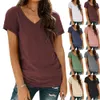 T skjortor Kort ärm V Neck Tees for Women mode Tops Trendy Lightweight Soft Casual Summer Outfits kläder 2024 240506