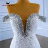 Sexy Crystal Diamond Mermaid Wedding Jurk Long Train Off the Shoulder 2023 Nieuwe bruid jurken Vestido de noiva Custom SD01