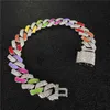 Cubaanse ketting Hip Hop Iced Out Rainbow Gold Jewelry Epoxy Moissanite Bracelet