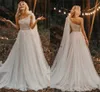 2021 Country Wedding Dresses Bridal Gown One Shoulder Lace Applique Tulle Sweep Train Custom Made Plus Size Sleeveless vestidos de novia