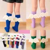 Kids Socks Baby girl knee high socks Angel wings Summer autumn pure cotton socks Solid color childrens short socksL2405