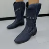 Boots Ladies Shoes 2024 Высококачественное скольжение на женском осеннем квадрате.