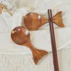 Scolle di caffè cucchiaio in legno creativo con manico a coda di pesce insalata di tè in marmellata di sale per cucina mescolante