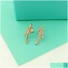 Other Luxury Jewelry Designer Earring Diamond Kont Classic Style Fashion Stainless Steel Couple Gift Wholesale With Box Drop Delivery Dhdmw