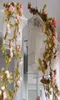 22m人工シルクローズ偽の花の秋黄色の葉ぶりガーランド植物パーティーホームウェディングガーデンフローラルデコレーションGB70838642