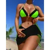 2024 New Sexy Three piece Set with Contrast Color Bikini Women's Swimsuit H515-33