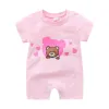 Summer Fashion Stampa Nustate abiti da bambino Cotton Round Neck Short Short Baby Boy Girl Girl Girper 0-24 mesi