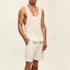 Summer Fashion Loose Sleeveless Vest And Shorts Sweater Men Two Piece Set Streetwear Casual Solid Knit Suits For Male Outfits 240514