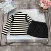 Top girls dress suits Autumn kids Tracksuit Size 100-150 designer baby Black and white striped sweater and Cotton skirt Dec05