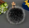 Fox Fur Pompoms 키 체인 자연 모피 볼 키 체인 정품 폭스 모피 폼폼 가방 매력 pompom keychain5428271