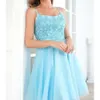 Tulle Sparkly A Line Homecoming Homecoming Prom Prom Dresses for Teens Spaghetti Straps Beads Mini Tail Dress Prom Amz