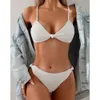 Pure White Split Body Swimsuit, Tree Bikini kobiet, seksowne, czyste, ciasne i odchudzające strój kąpielowy H515-26