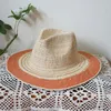 Chapéus de aba larga Treça Die Summer Summer Hat Hat Hat de viagem Straw Women Women Sun Beach Stage Performance Jazz Top Fedoras