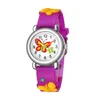 Titta på barn 3D Cartoon Butterfly Rubber Quartz Wristwatch Studentflickor Färgglada söta klockor Pojkeklocka